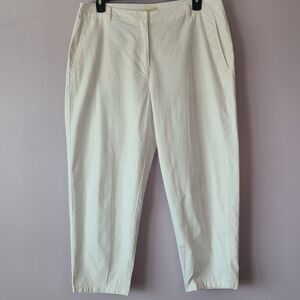 Eileen Fisher Organic Cotton Hemp Stretch Tapered Ankle Pants White Sz 16